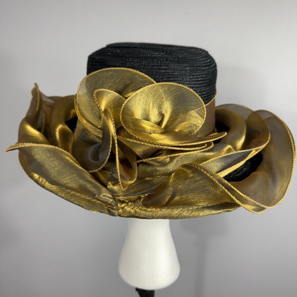 Black Hat with Gold Ribbon. - Picture 4 of 4